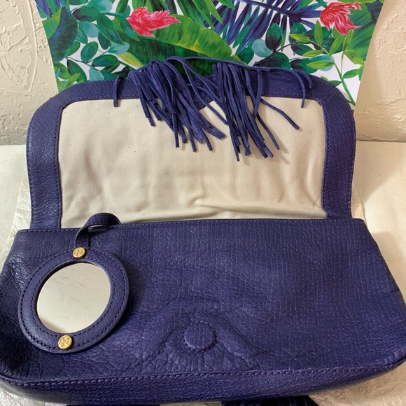 TORY BURCH PURPLE SAWLA LEATHER SUEDE CLUTCH GUC M - Picture 9 of 16